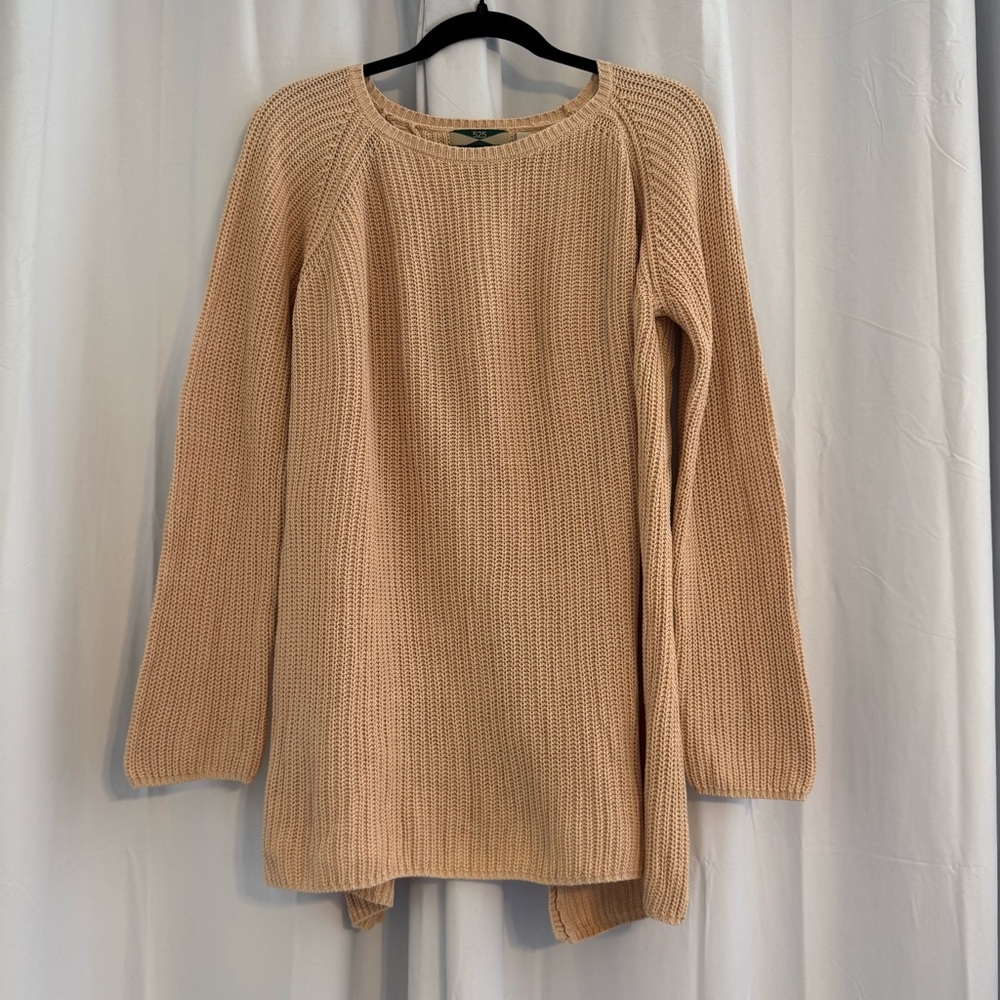 525 America Beige Cotton Tunic Sweater Split Back Medium - Picture 4 of 12